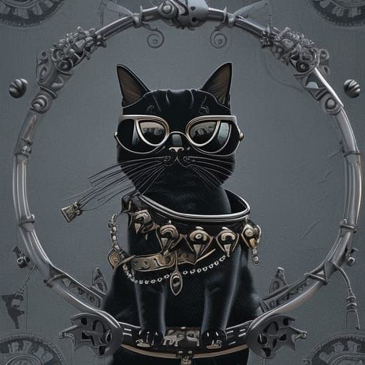 Hyperdetailed Steampunk Black Cat