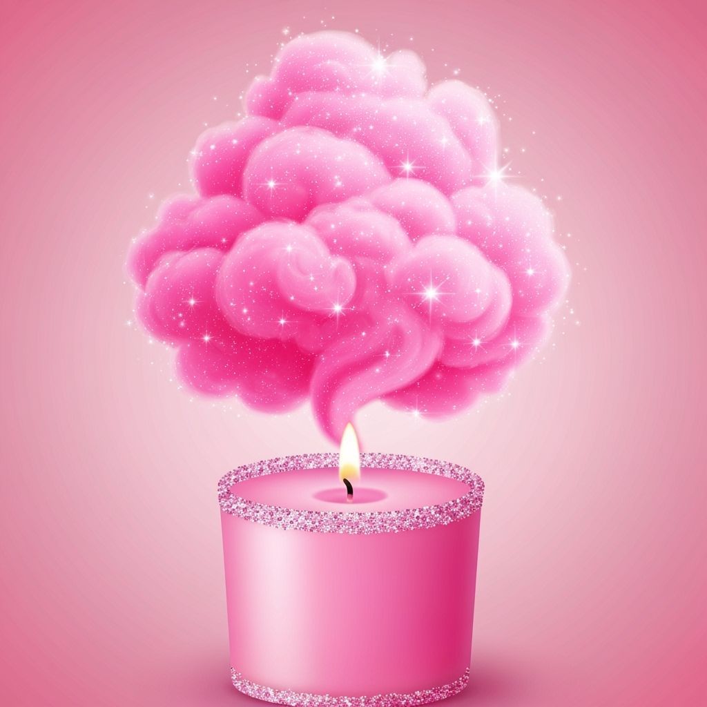 Whimsical Pink Candle with Swirling Cotton Candy Smoke