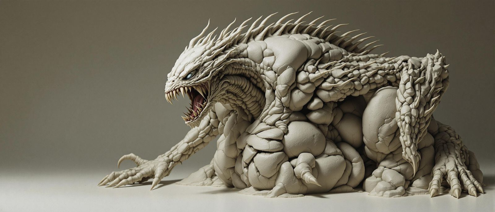 Mythical Creature Emerges: Biomechanical Impressionist Art