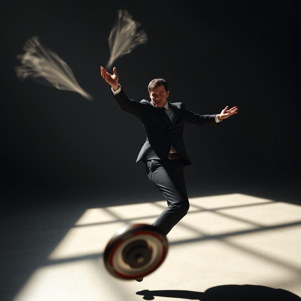 Men in Black Yoyo Throwing in Cyberpunk 3D