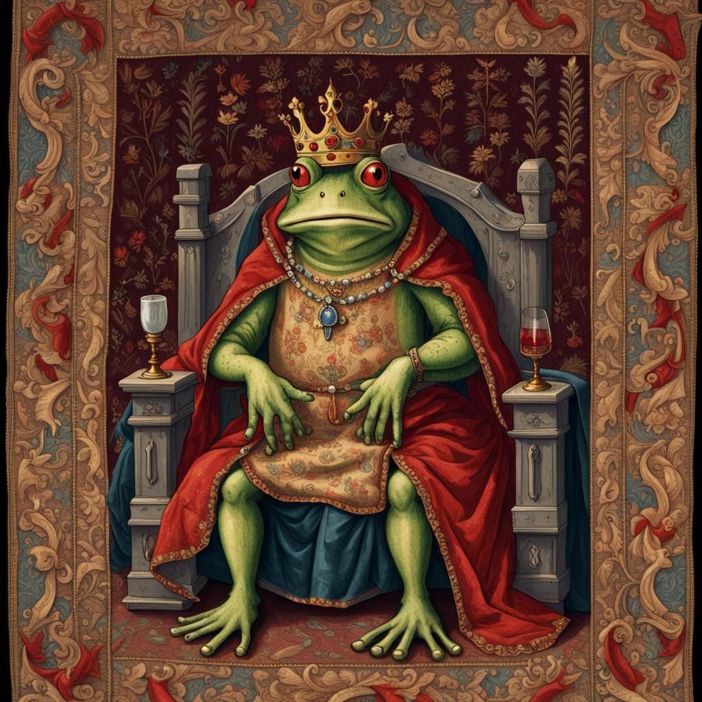 Grung King in Kitchy Medieval Tapestry