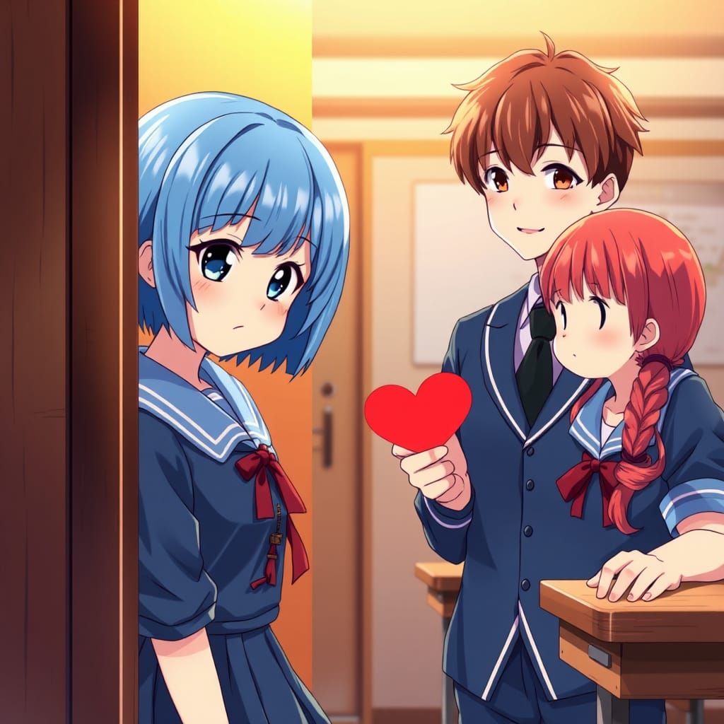 Anime School Romance in Studio Trigger Style