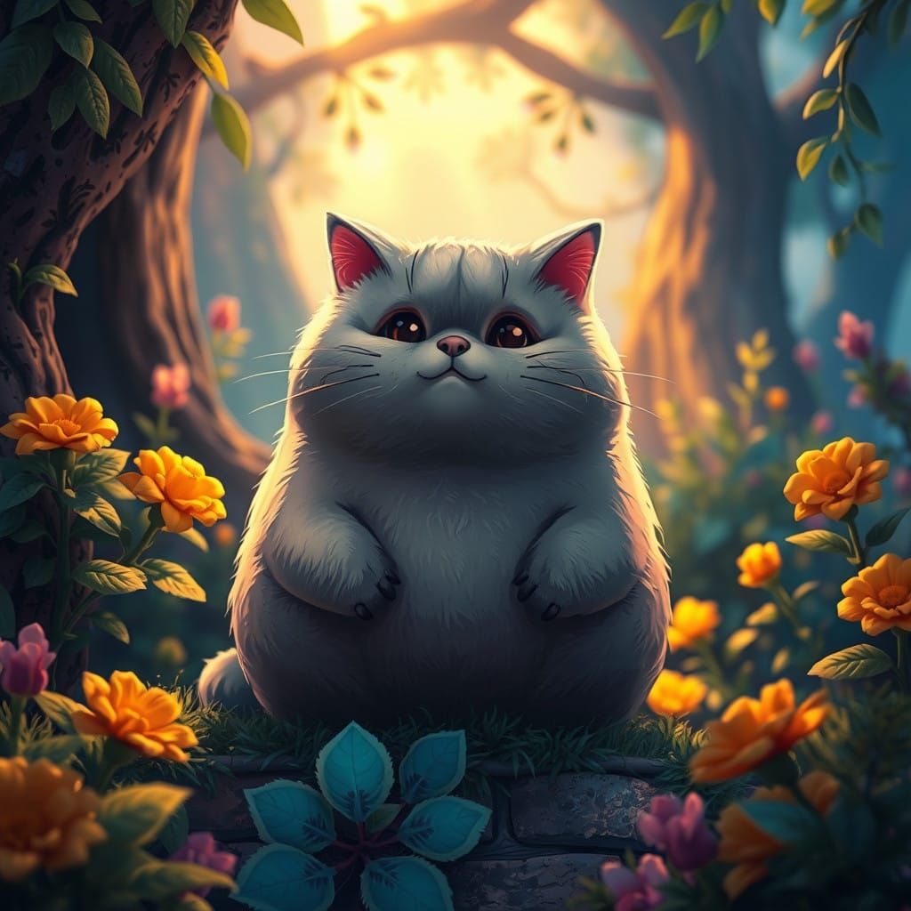 Regal Feline in Vibrant Dreamscape