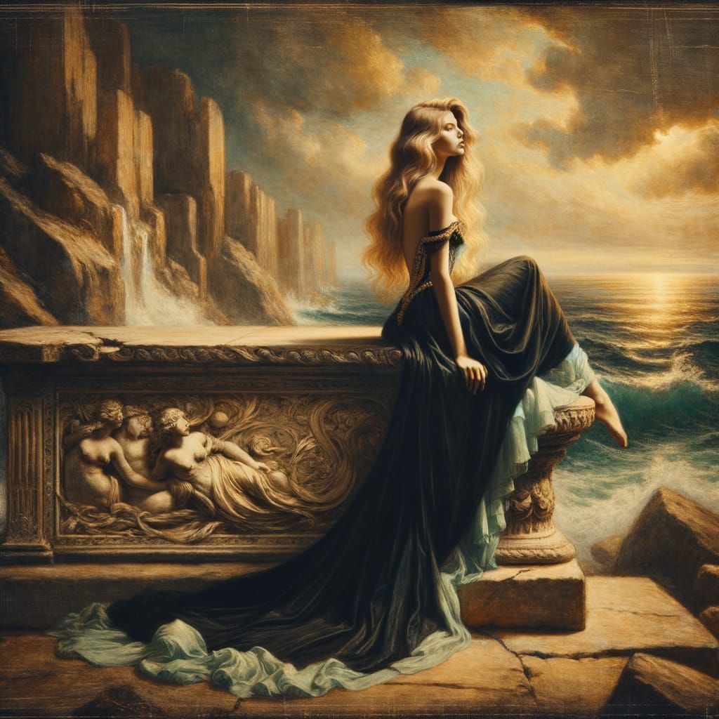Elegant Norse Goddess in Baroque Style Painting