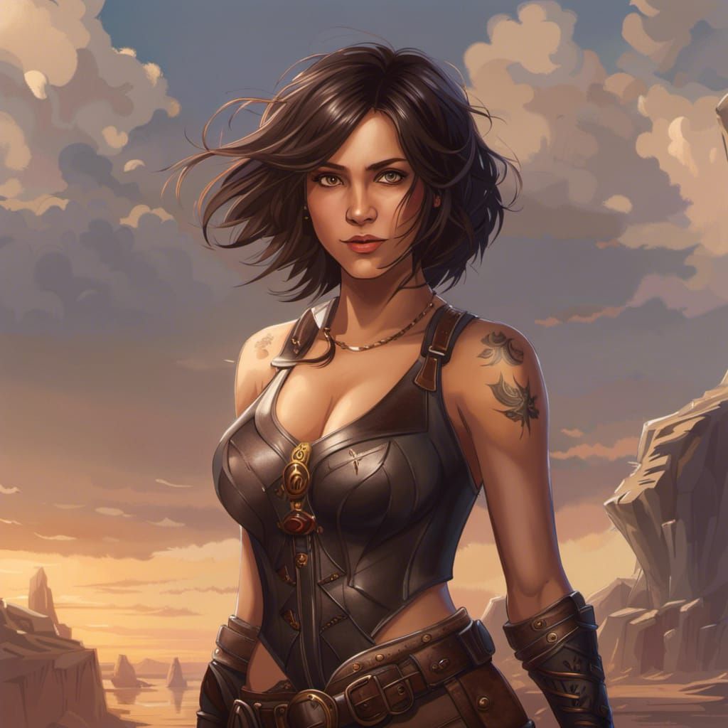 Muscular Tomboy in Dark Fantasy Style