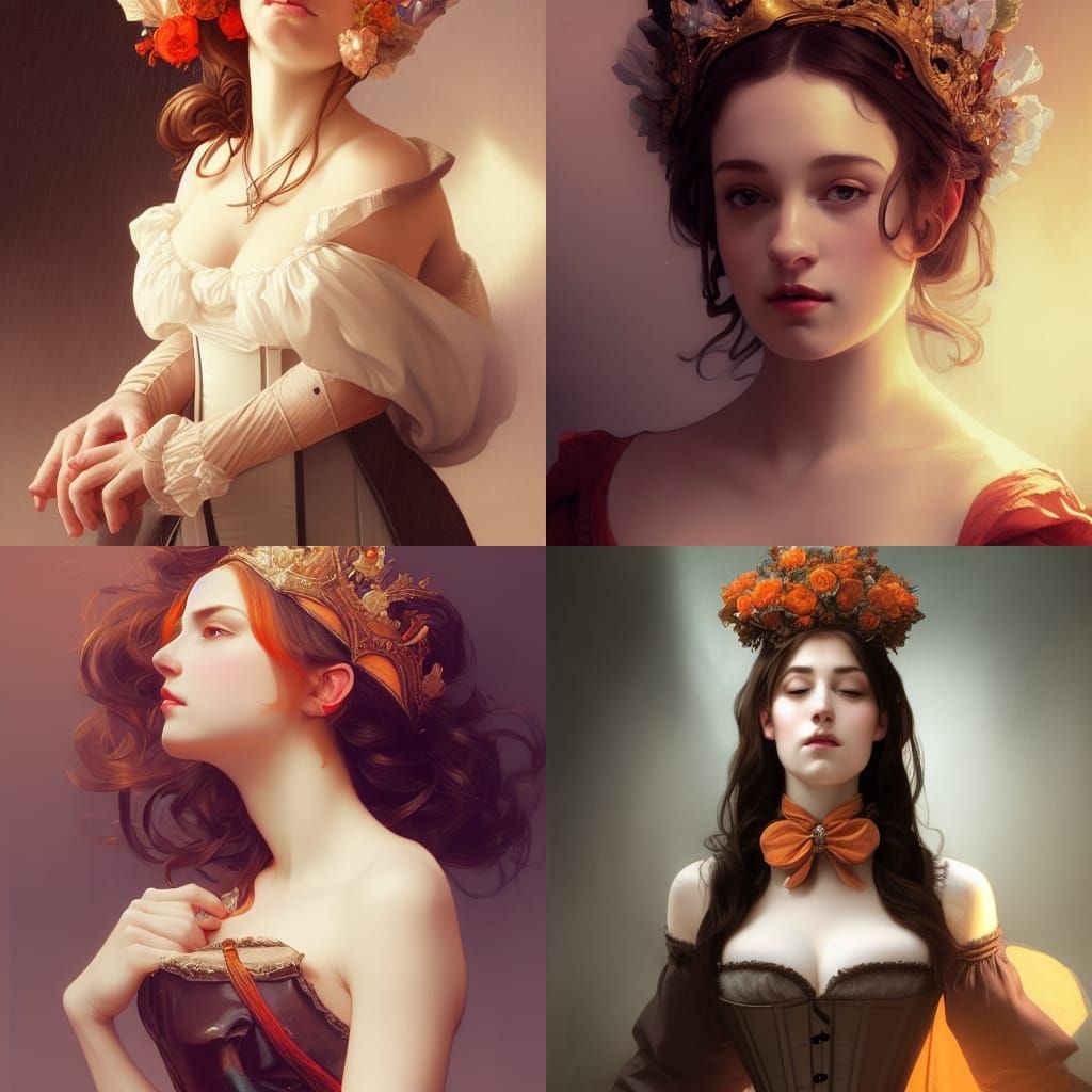 Renaissance Maid Portrait with Orange Blossom Crown