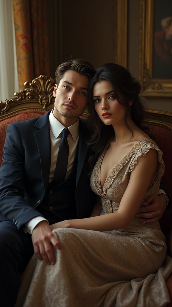 Elegant Adversaries Pose in Luxurious Tension