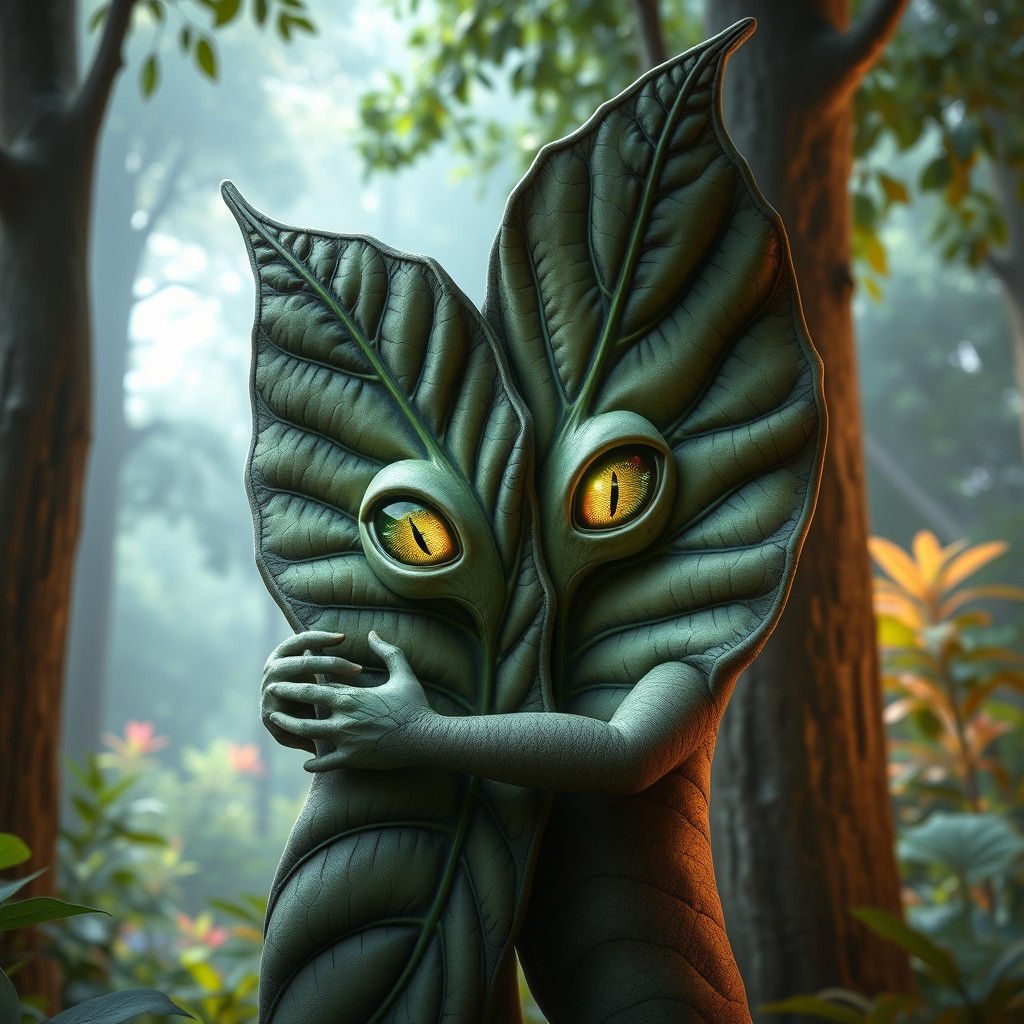 Leaves Embrace in Hyper-Realistic 3D Forest Scene