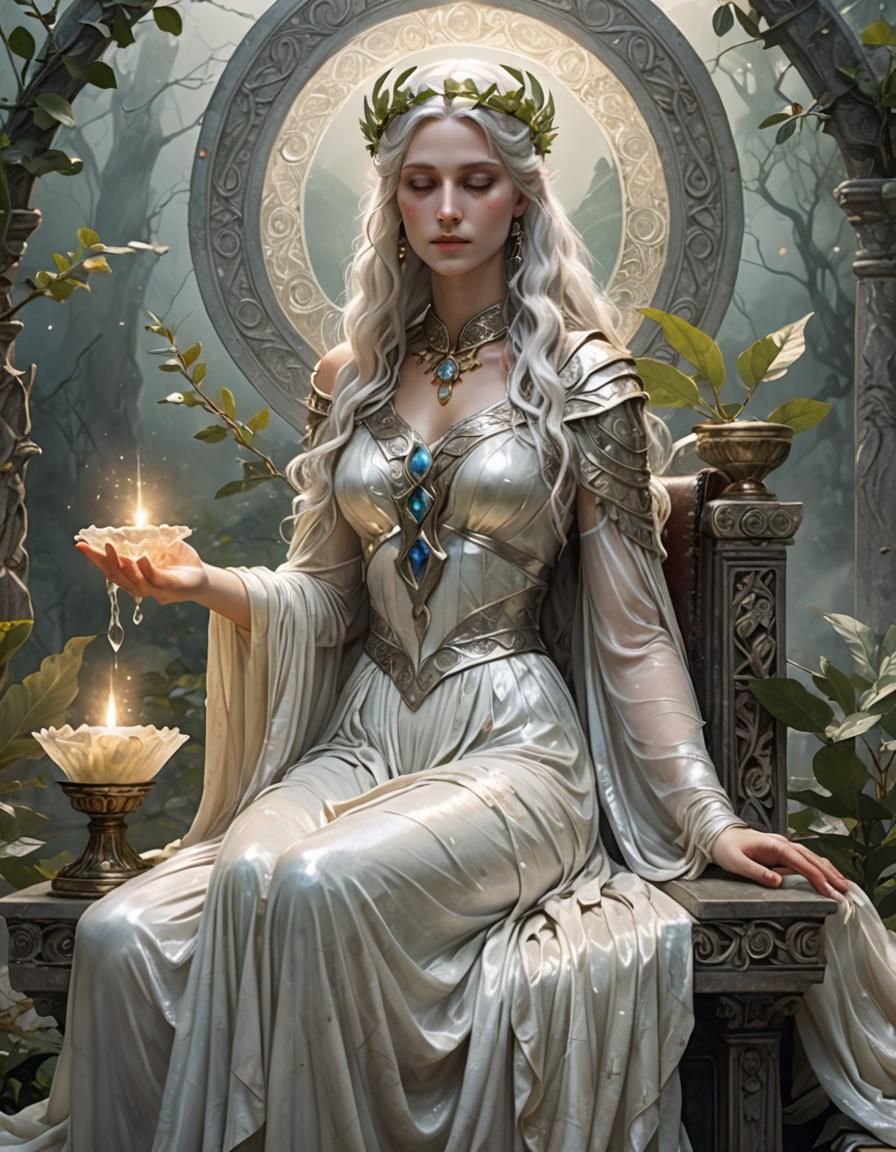 Ethereal Goddess Writing: Hyper-Realistic Matte Painting