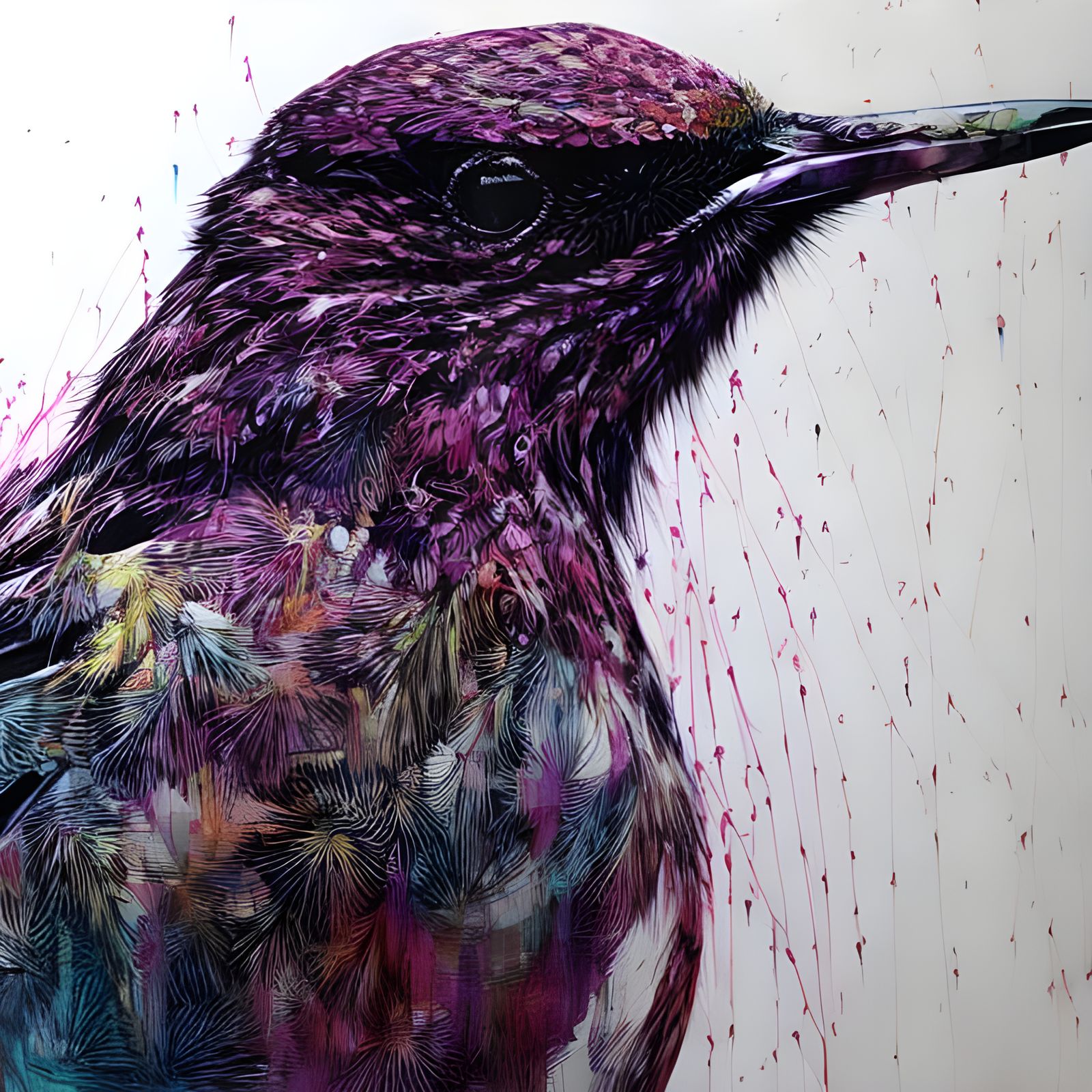 Colorful Cotinga Portrait in Splash Art Style