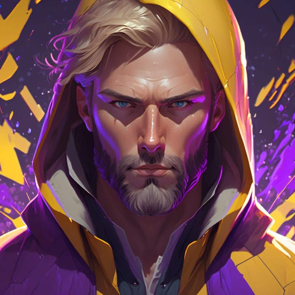 Blond Man in Yellow Suit with Purple Magic