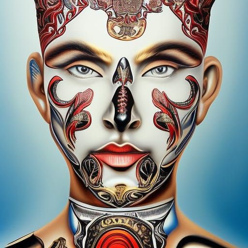 Detailed Baroque Portrait in Surrealist Psychedelic Style