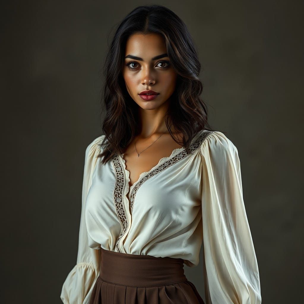 Sultry Brunette in Moody, Cinematic Enchantment