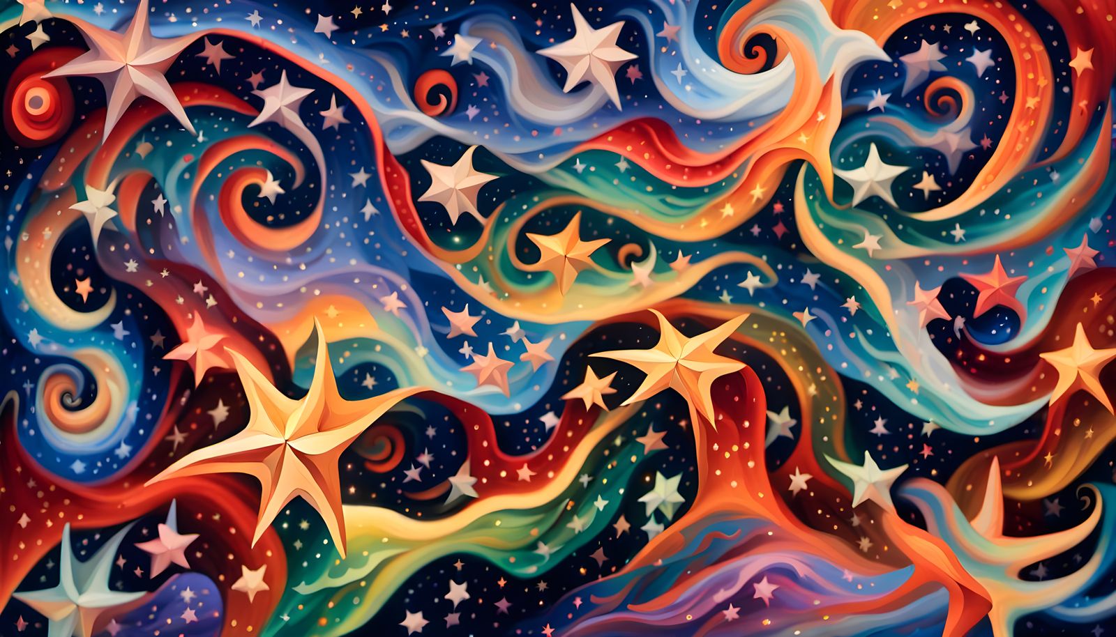 Iridescent Stars Painting in Aboriginal Style