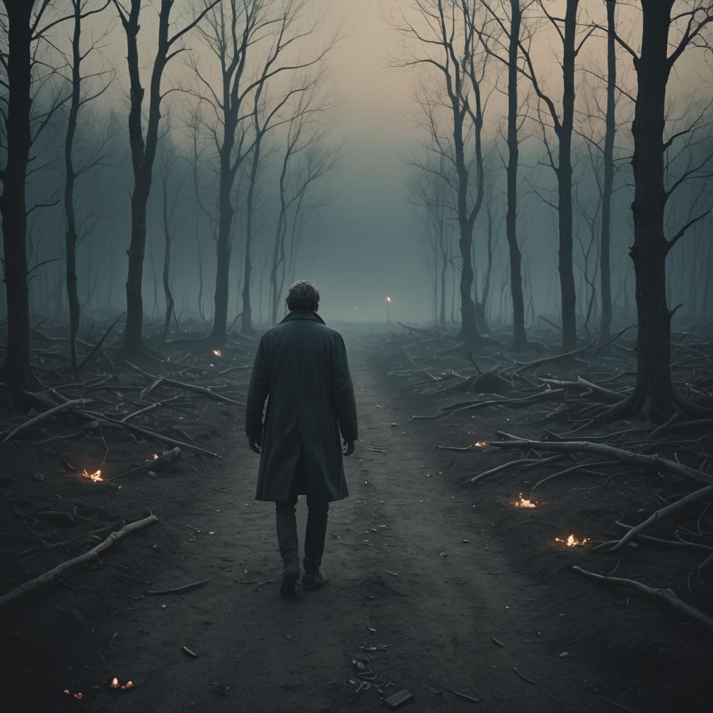 Lost Soul in Darkness: Cinematic Film Still