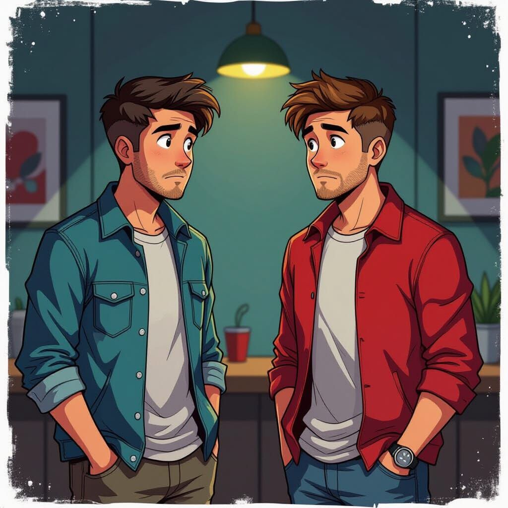 Tense Interaction in Dimly Lit Room