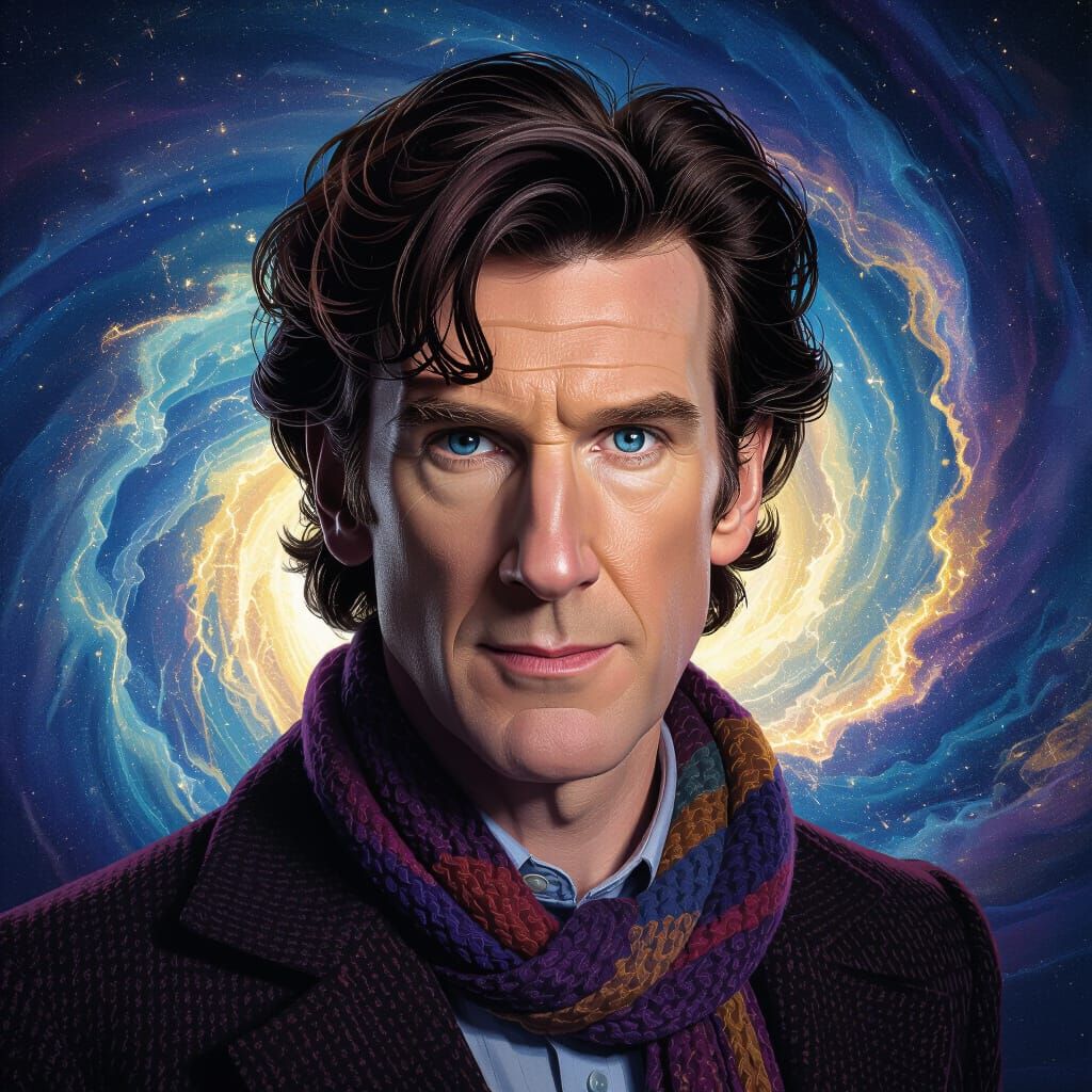 The 16th Doctor Who in Cosmic Vortex Digital Painting