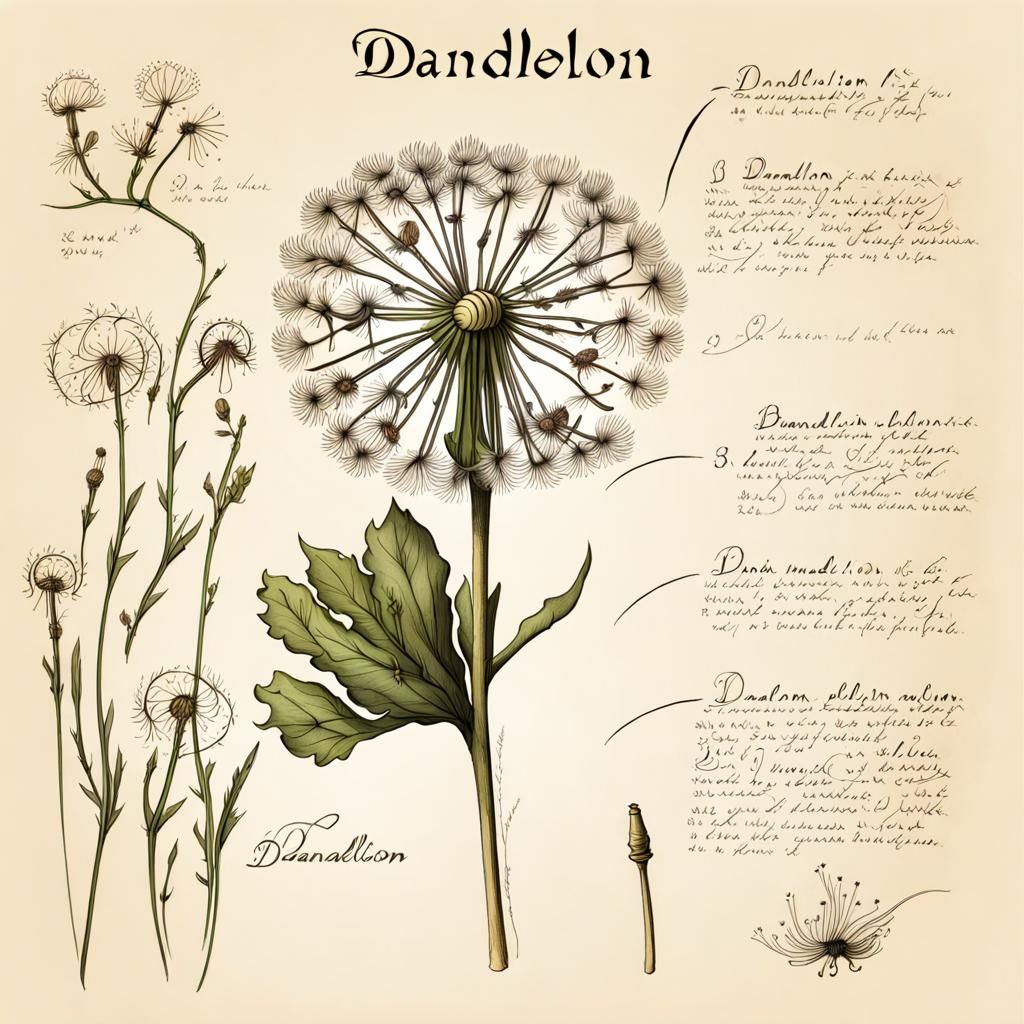 Dandelion Life Cycle Botanical Sketch Infographic