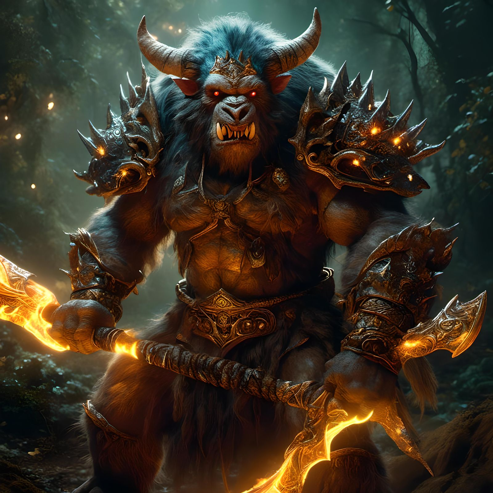 Bugbear Spellblade: Hyperrealistic Warrior-Mage Portrait