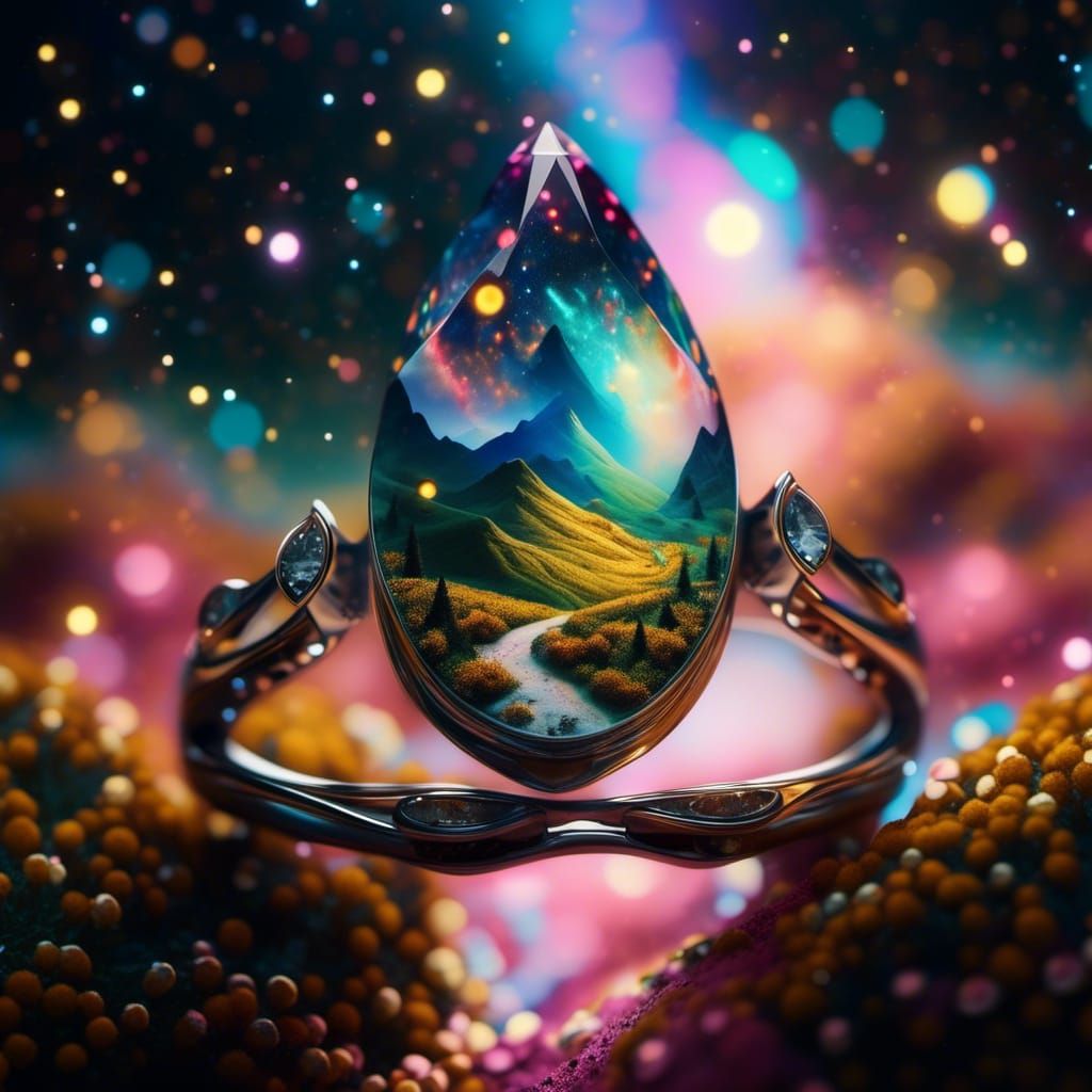 Holographic Wiccan Ring in Astral Cosmic Style