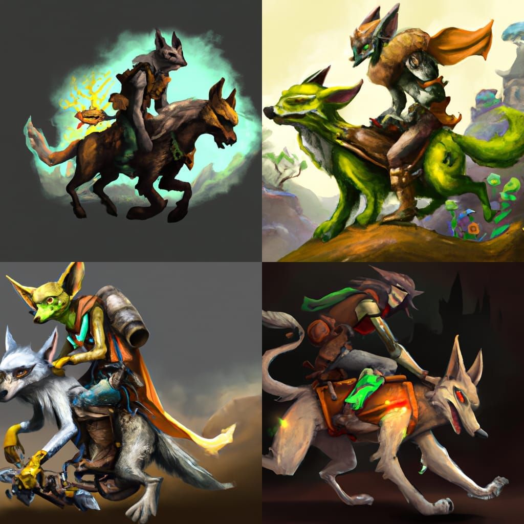 Goblin Wolf Rider in a Fantasy Painting