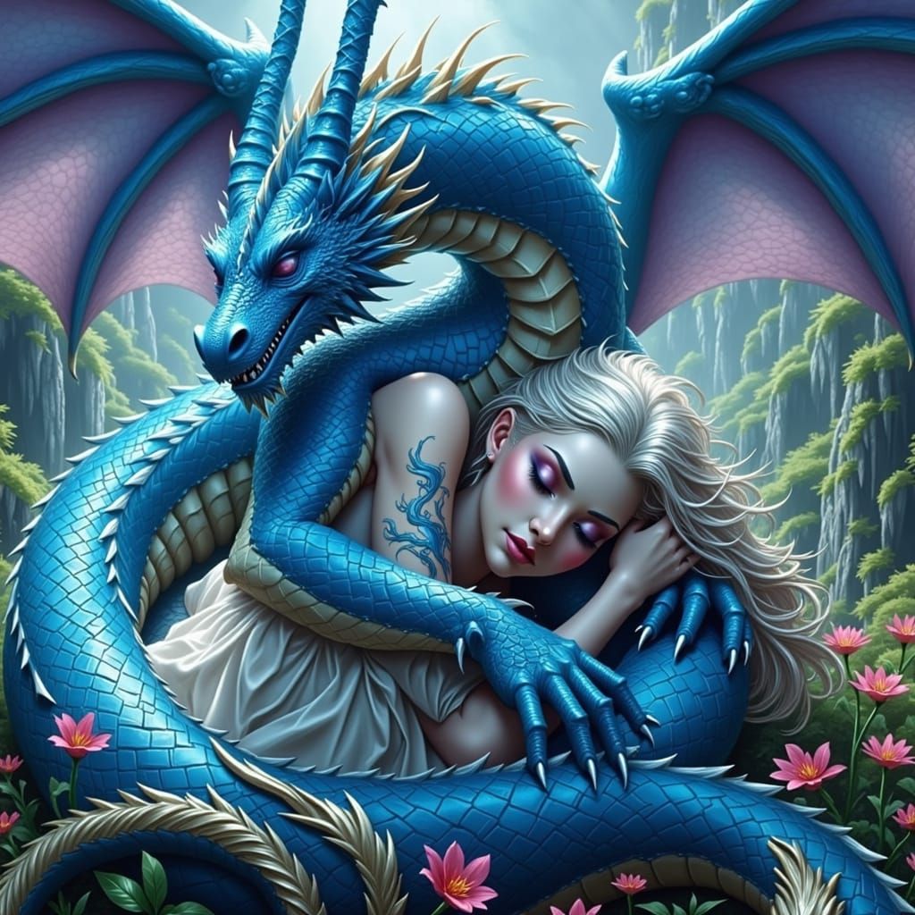 Blue Dragon and Sleeping Beauty in Necropunk Style