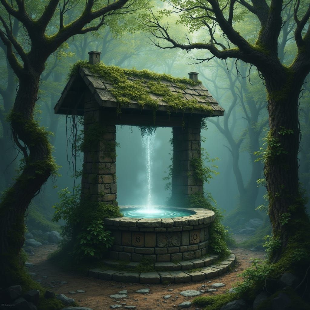 Mystical Ancient Well in Forgotten Forest
