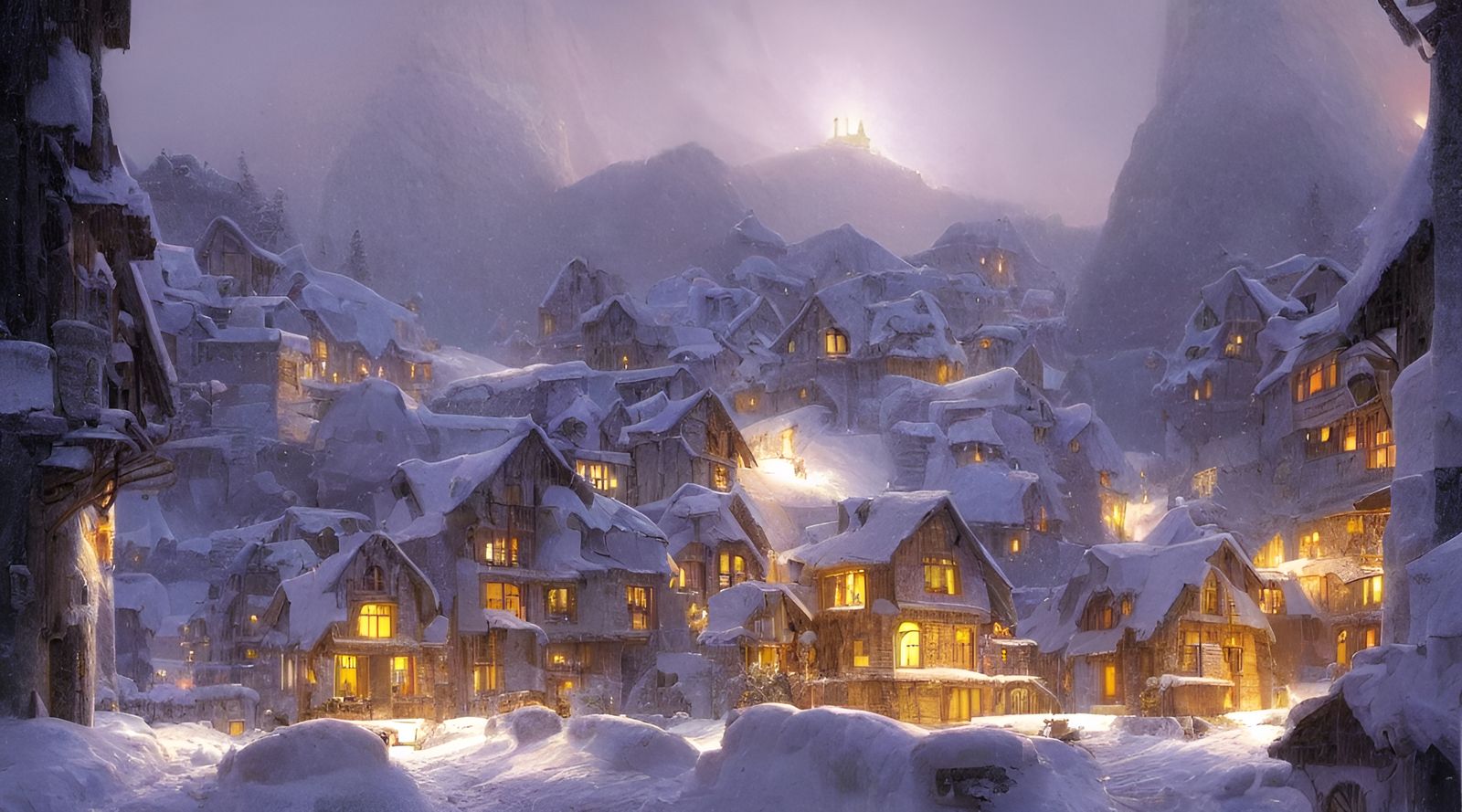 Snowy Mountain Village Concept Art