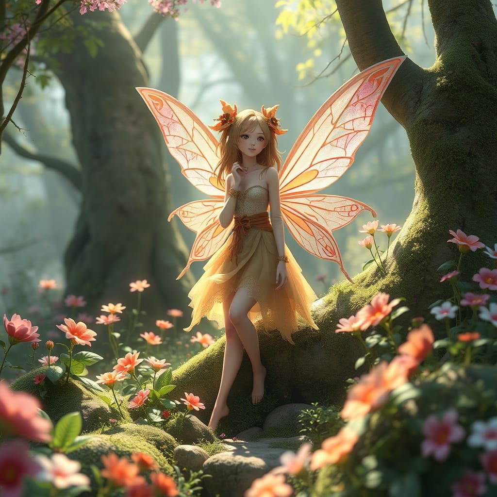 Enchanted Fairy in Forest, 3D Anime Art