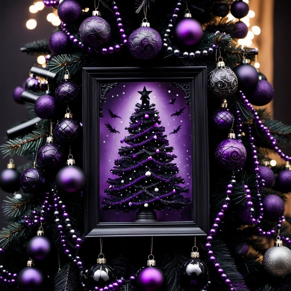 Goth Emo Christmas Tree in Black and Purple