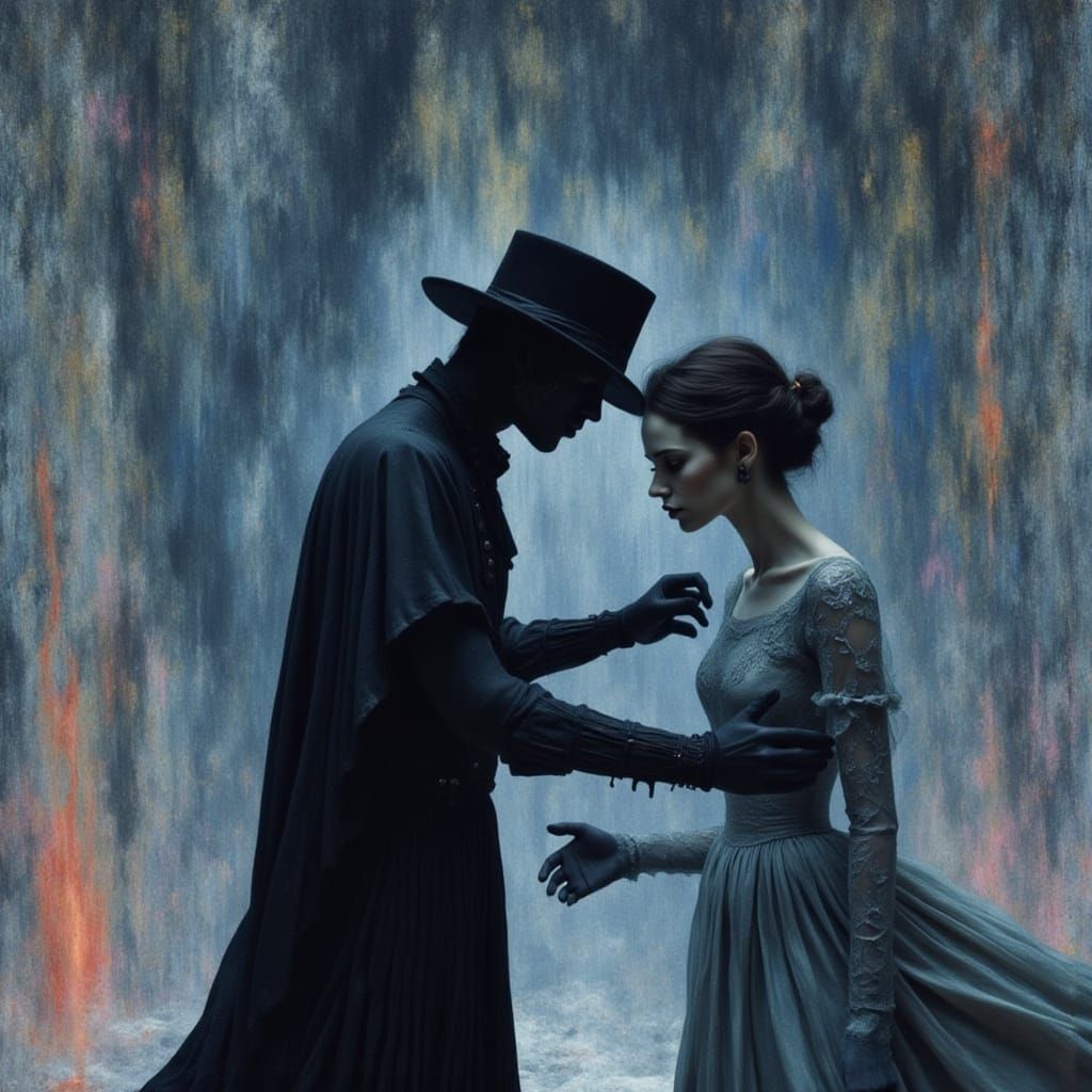 Dark Fantasy Confrontation with Abstract Elements