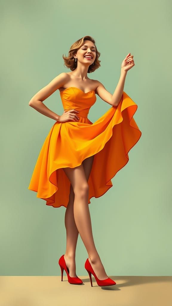 Elegant Woman Removing Pantyhose in Art Nouveau Style