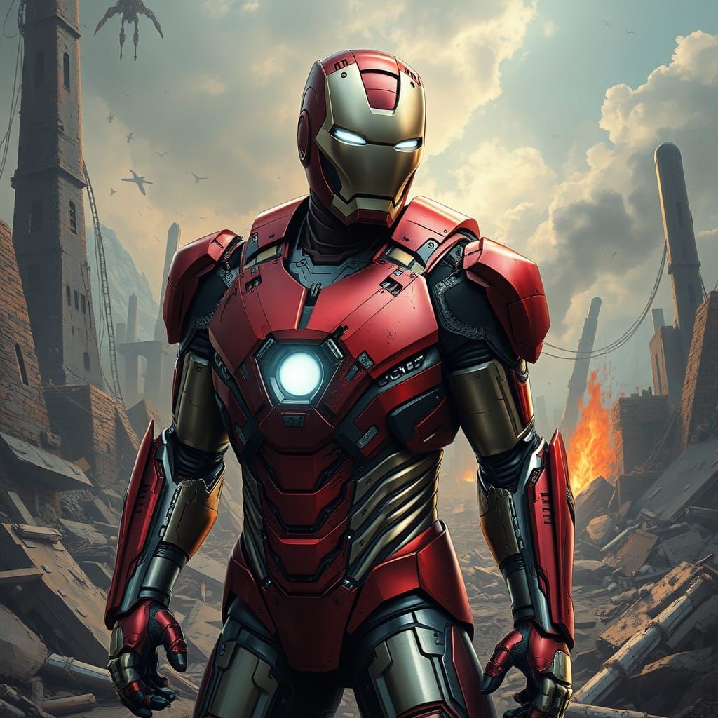 Post-Apocalyptic Ironman in Hyper-Realistic 8k Style