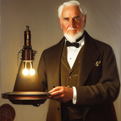 Thomas Edison and one of his inventions - the light bulb