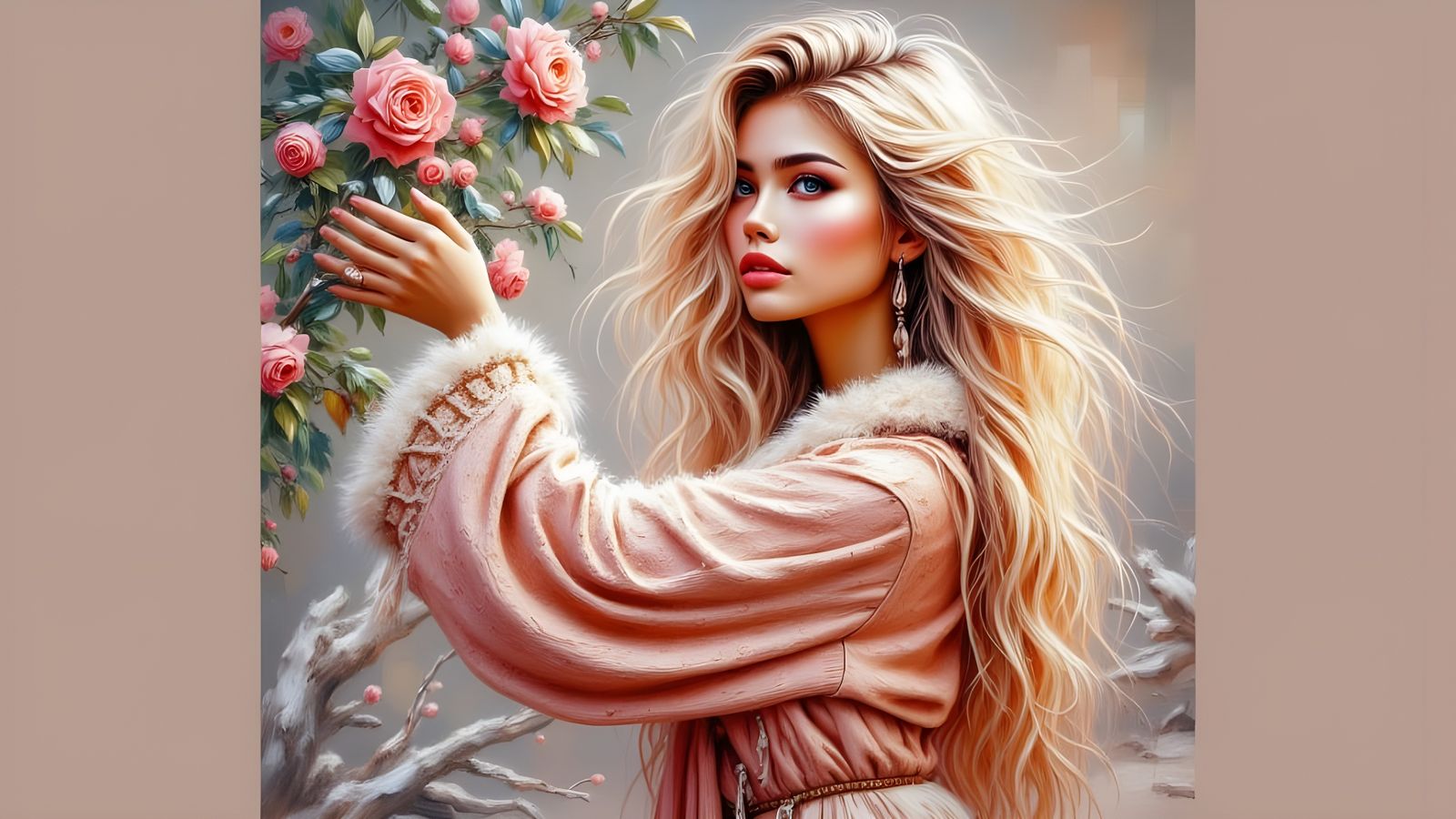 Snow Goddess in Winter Landscape