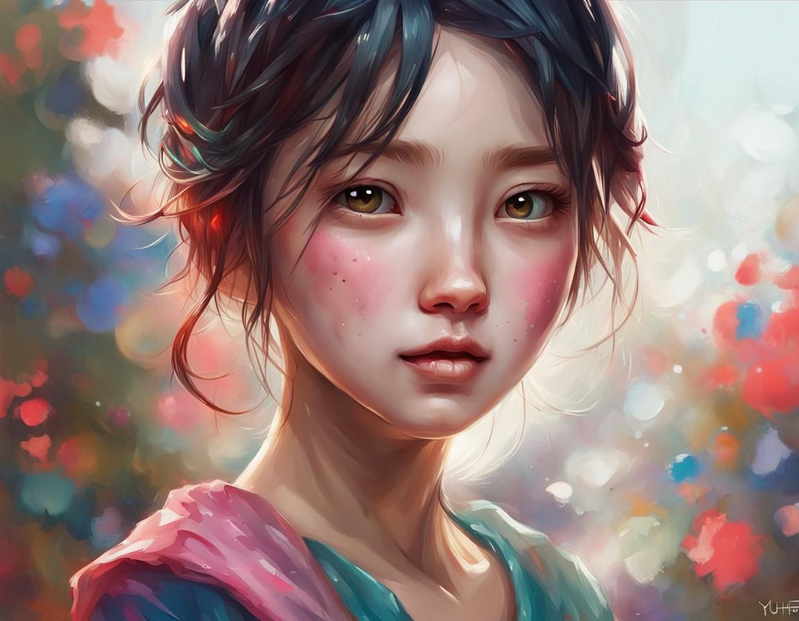 Vibrant Portrait in Yu Hong Style