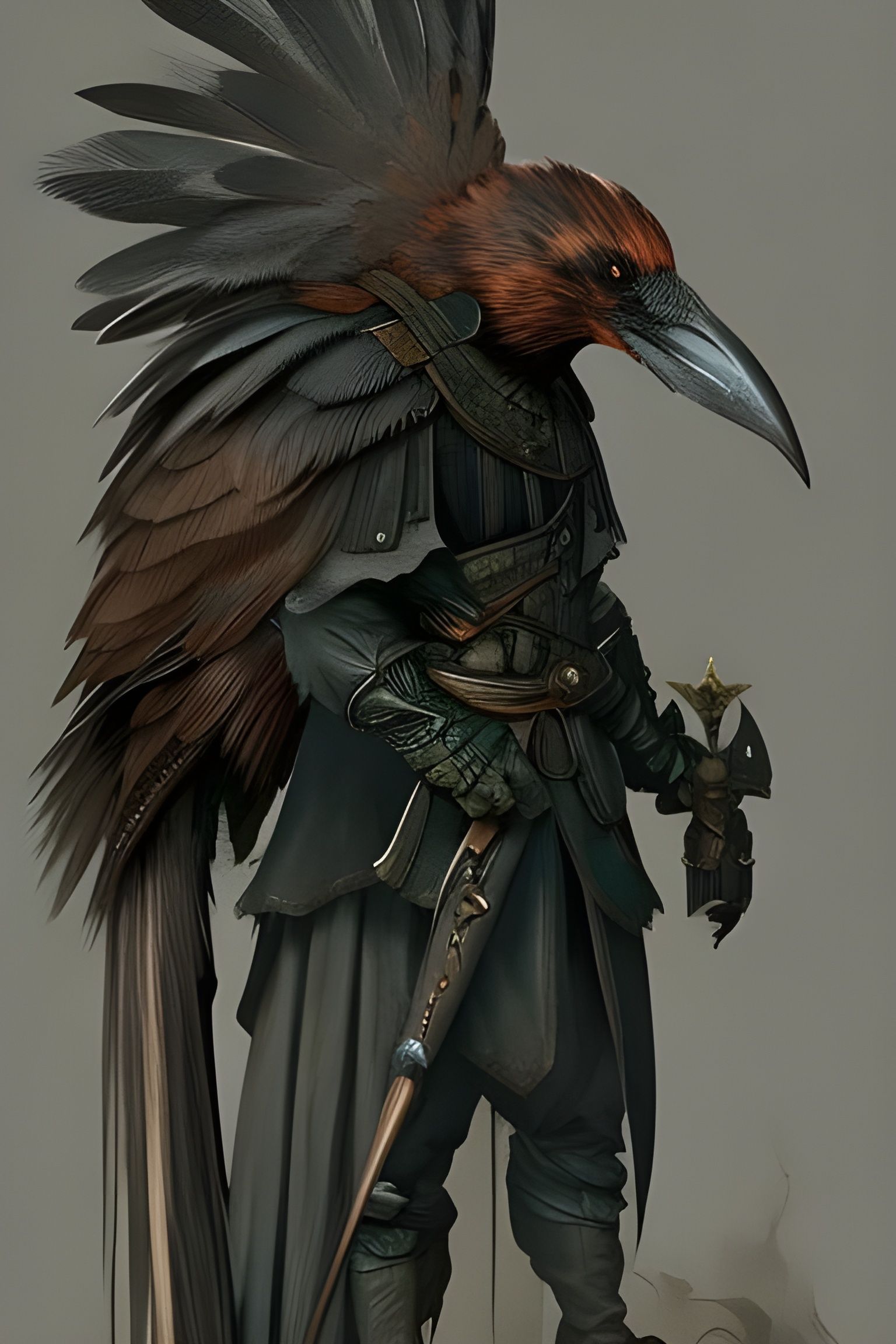 Falconer and Raven Character Sheet in Painterly Style