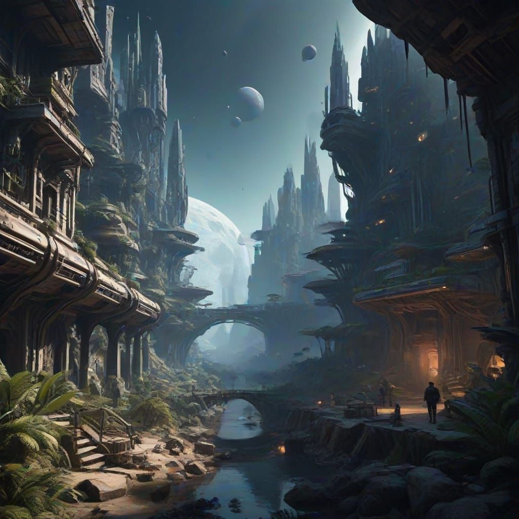 Retro-Futuristic Lost City at Universe's End