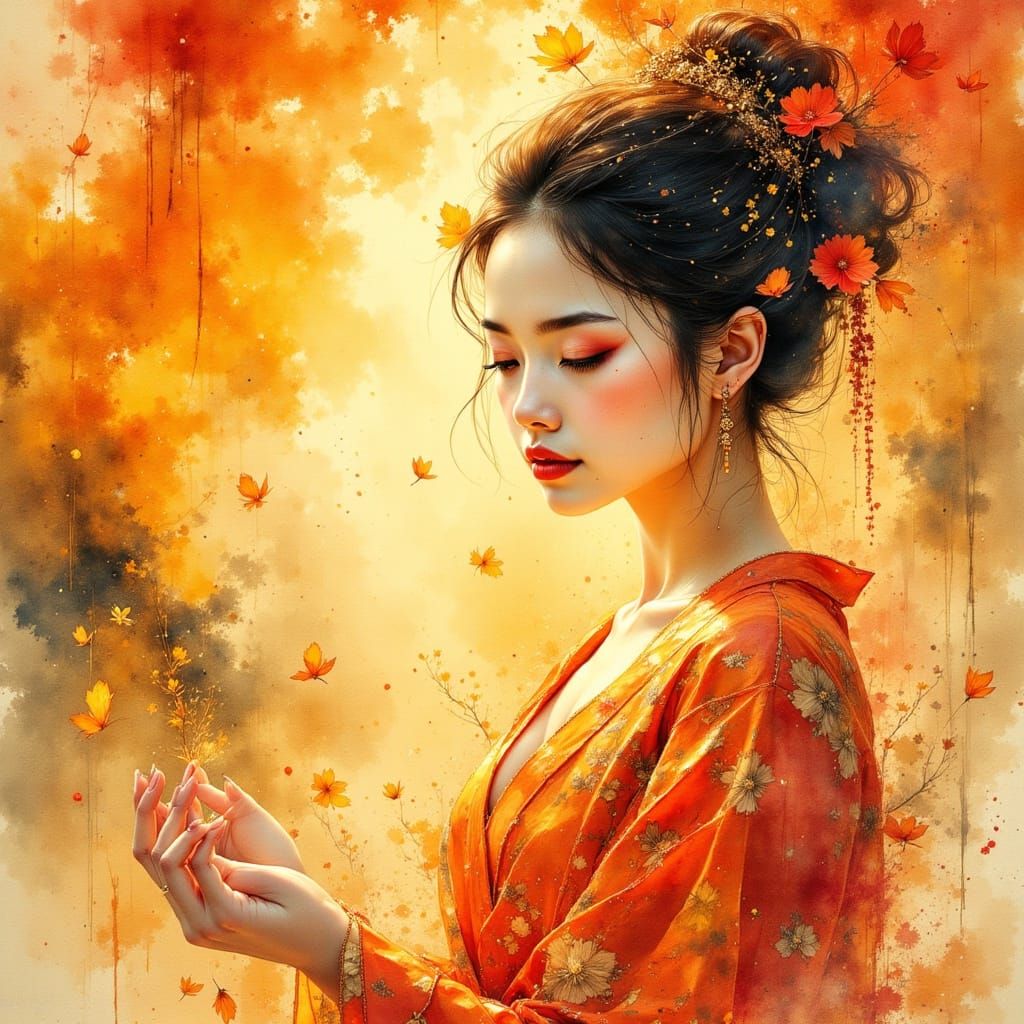 spirographing, in the style of feminine portraiture, dark or...