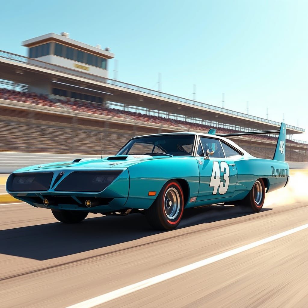 Plymouth Superbird Races on Nascar Track