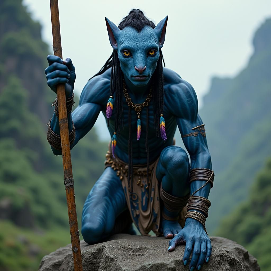 Avatar Na'vi Warrior in Cinematic Film Still
