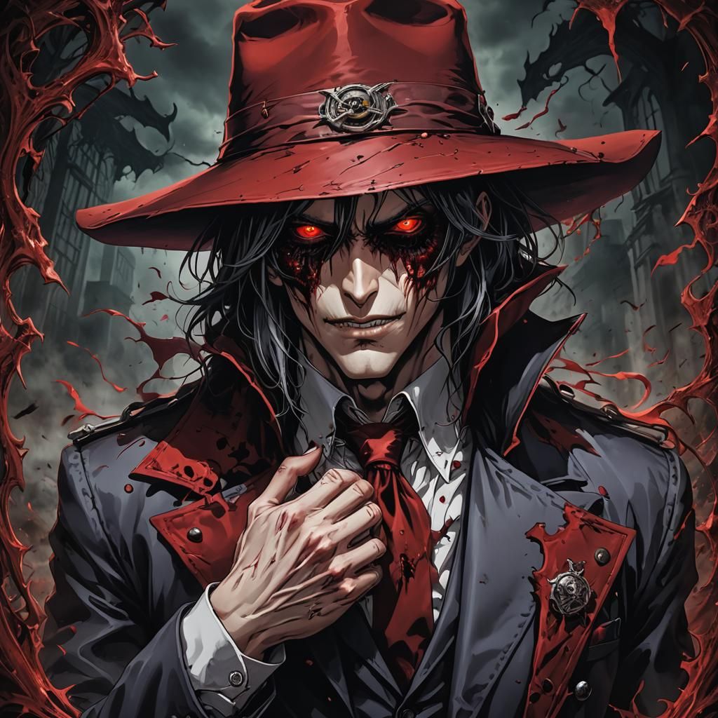 Anime Vampire with Red Hat and Hand Eye