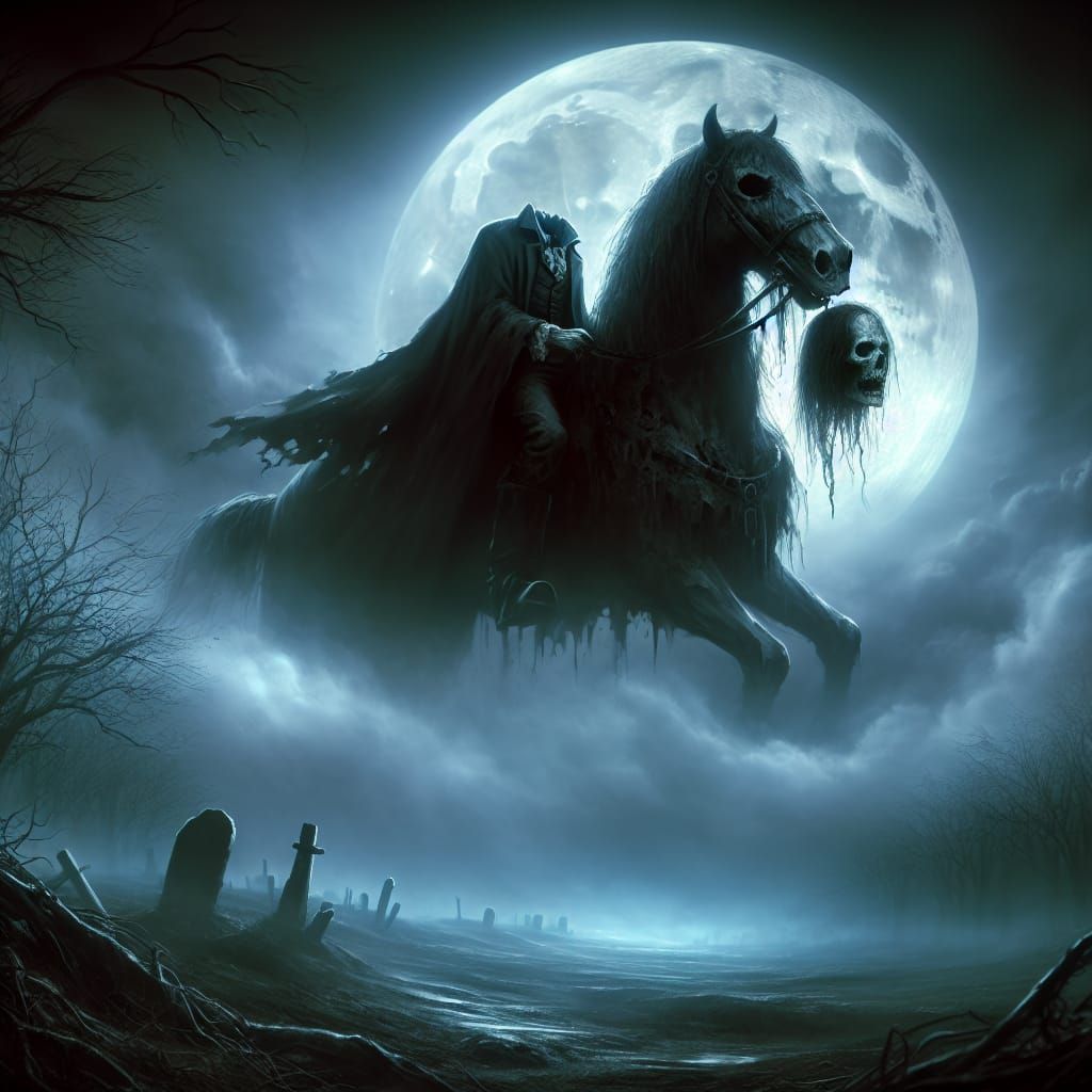 Eerie Headless Horseman in Sleepy Hollow