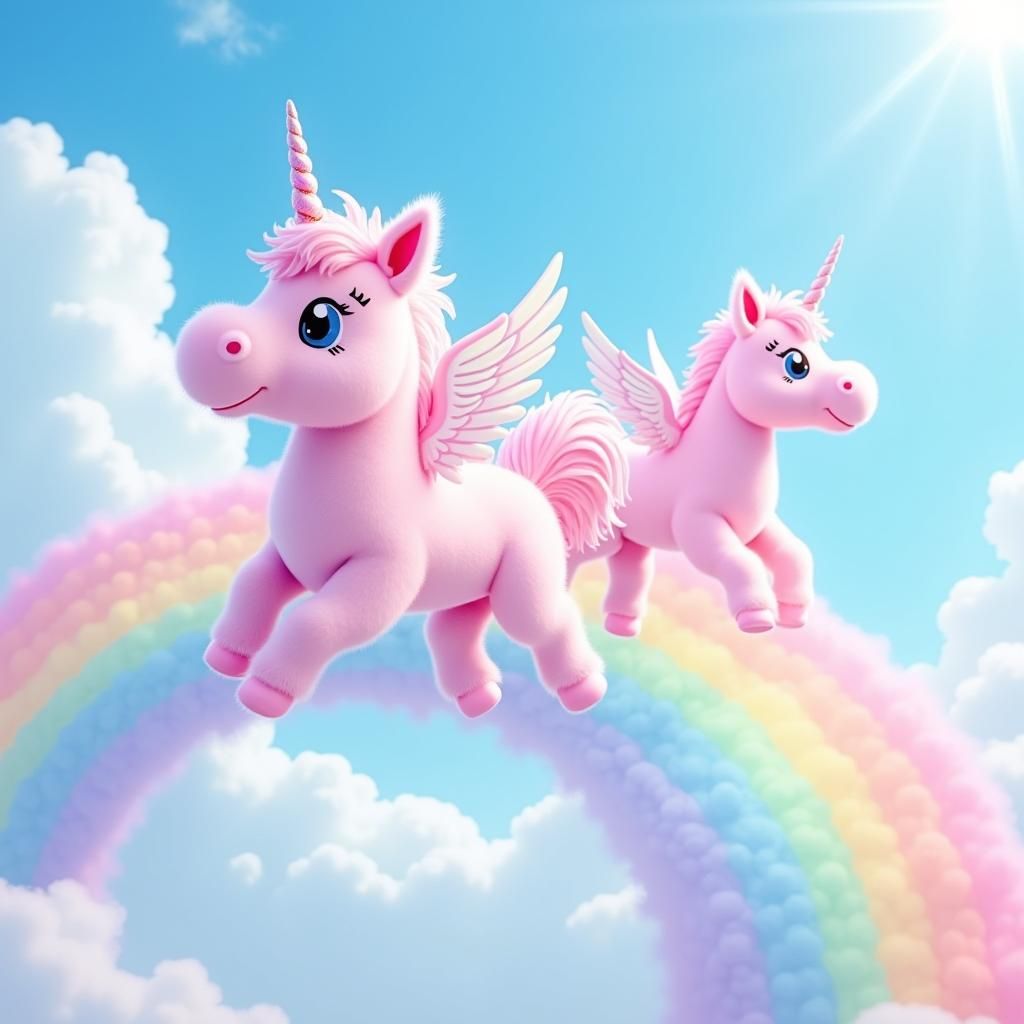 Enchanted Unicorns Dancing on a Rainbow