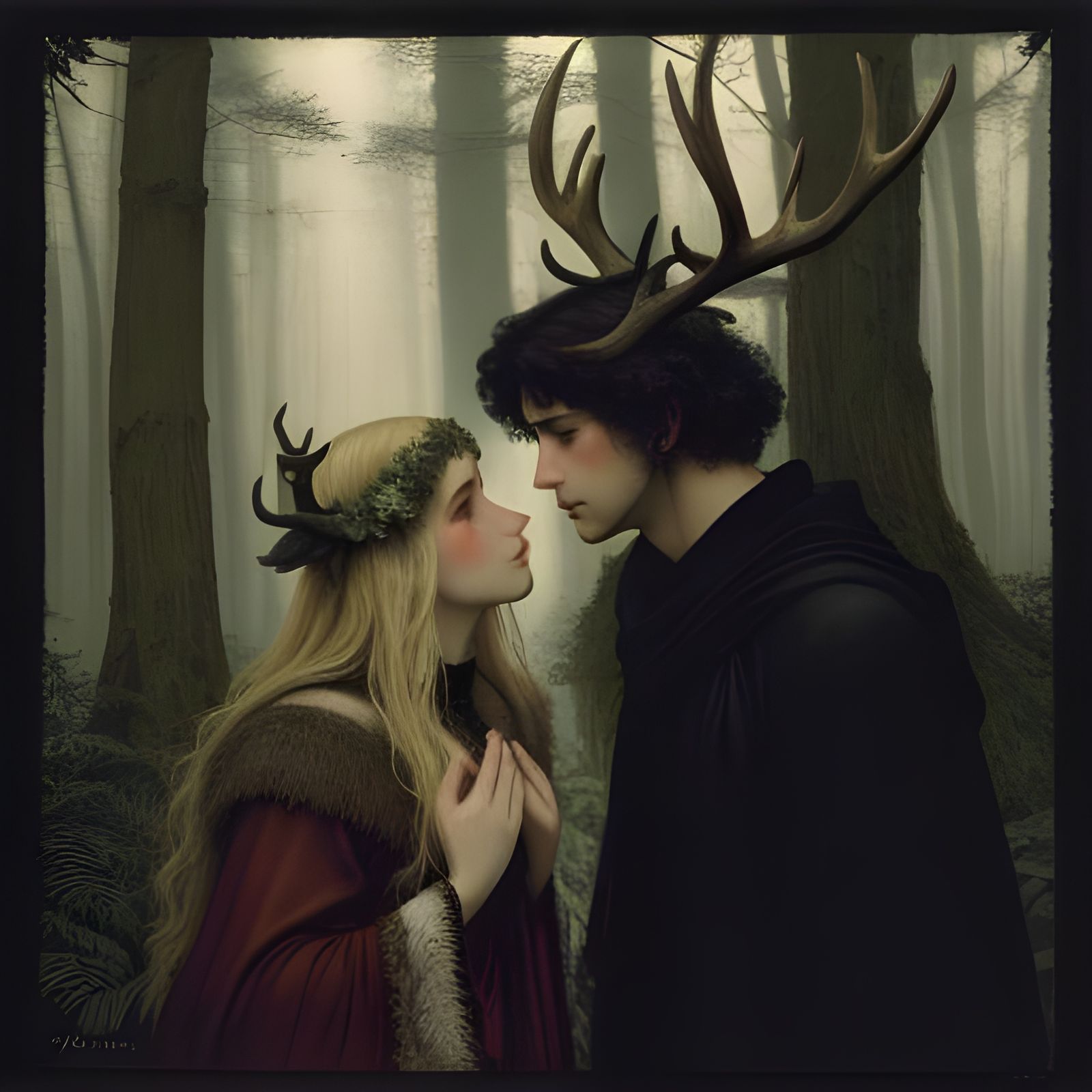 Summer and Winter Embrace in Forest Glade