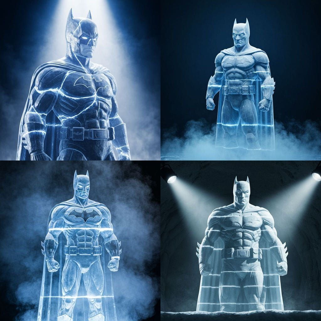 Batman Ice Sculpture in Realistic Style