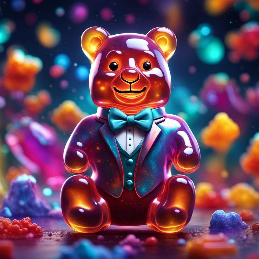 a gummy bear wearing a tux