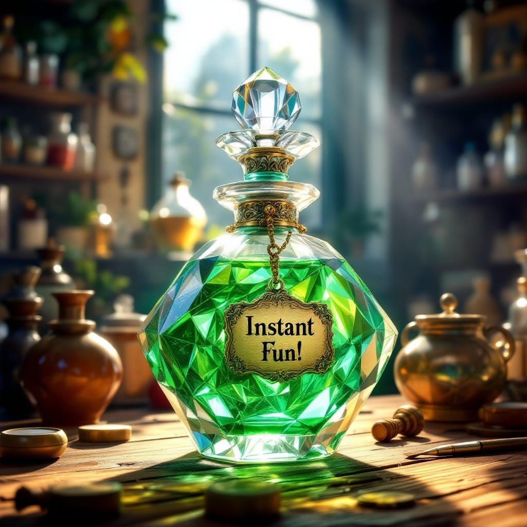 Whimsical Apothecary Bottle in Luminous Green
