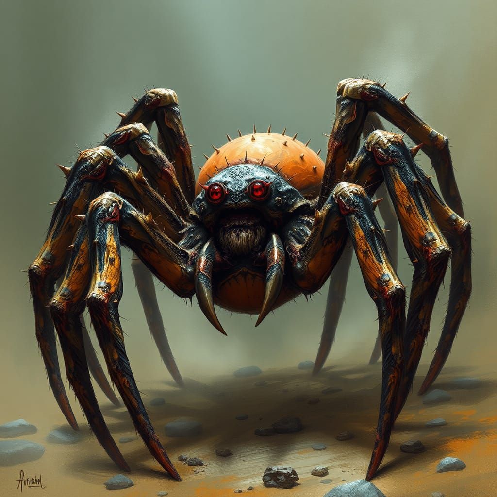 Monstrous Demon-Spawned Spiders with Barbed Legs