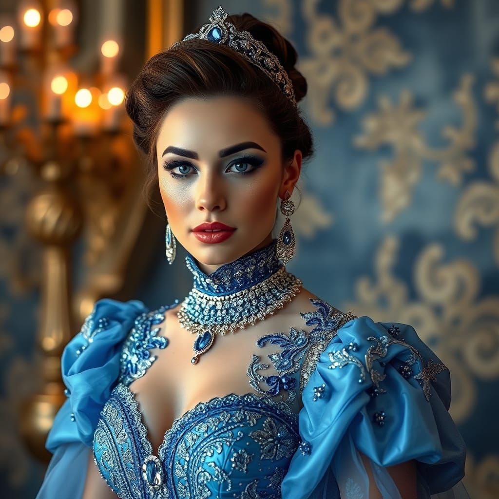 Courtesan In Shimmering Blue Hues